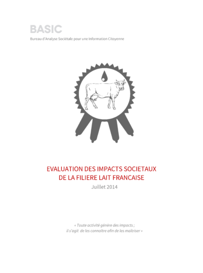 Les impacts et coûts sociétaux de la filière lait française