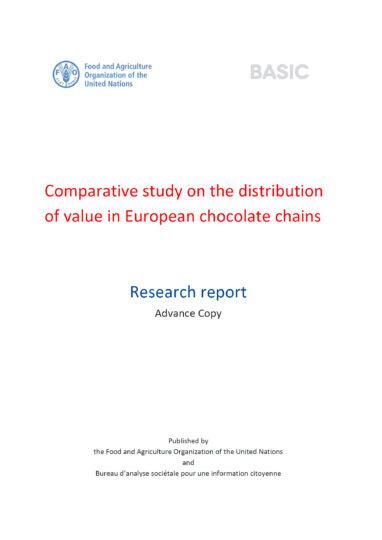 Étude comparative de la répartition de la valeur au sein des filières européennes de cacao-chocolat